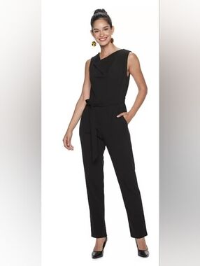Womans XL Cowlneck Sleevless Black Jumpsuit Apt.9